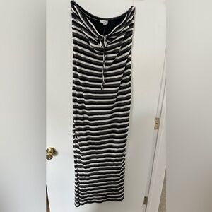 HYFVE Black and White Striped Maxi Dress